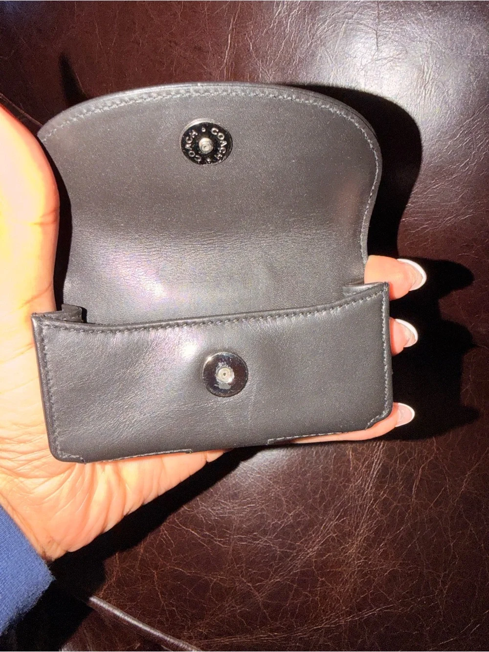 Vintage Coach Black Leather Flip Phone Wallet
